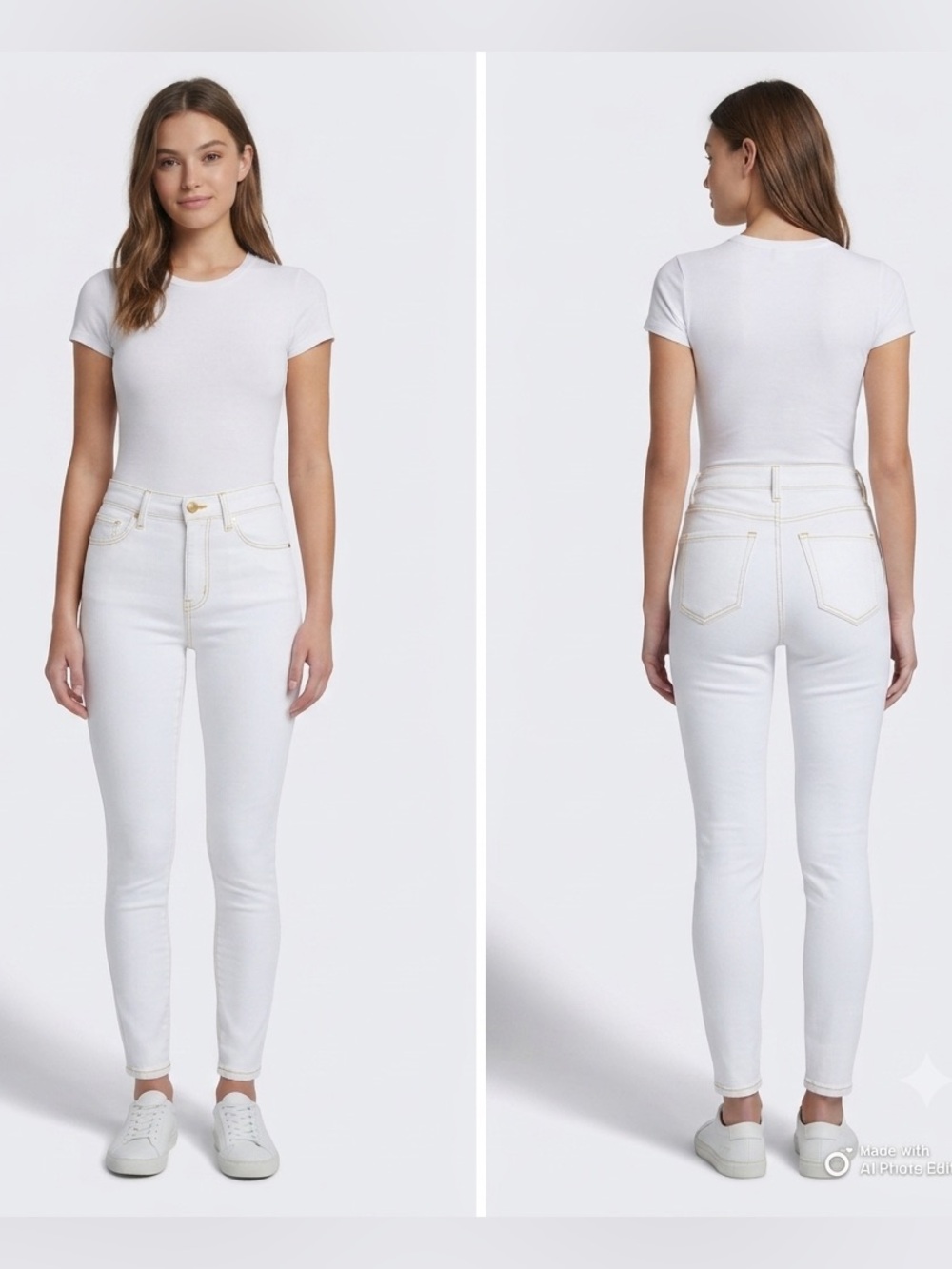 L'AGENCE Margot Skinny Jeans White Sunset Gold Stitch NWOT Sz 25 0 XS